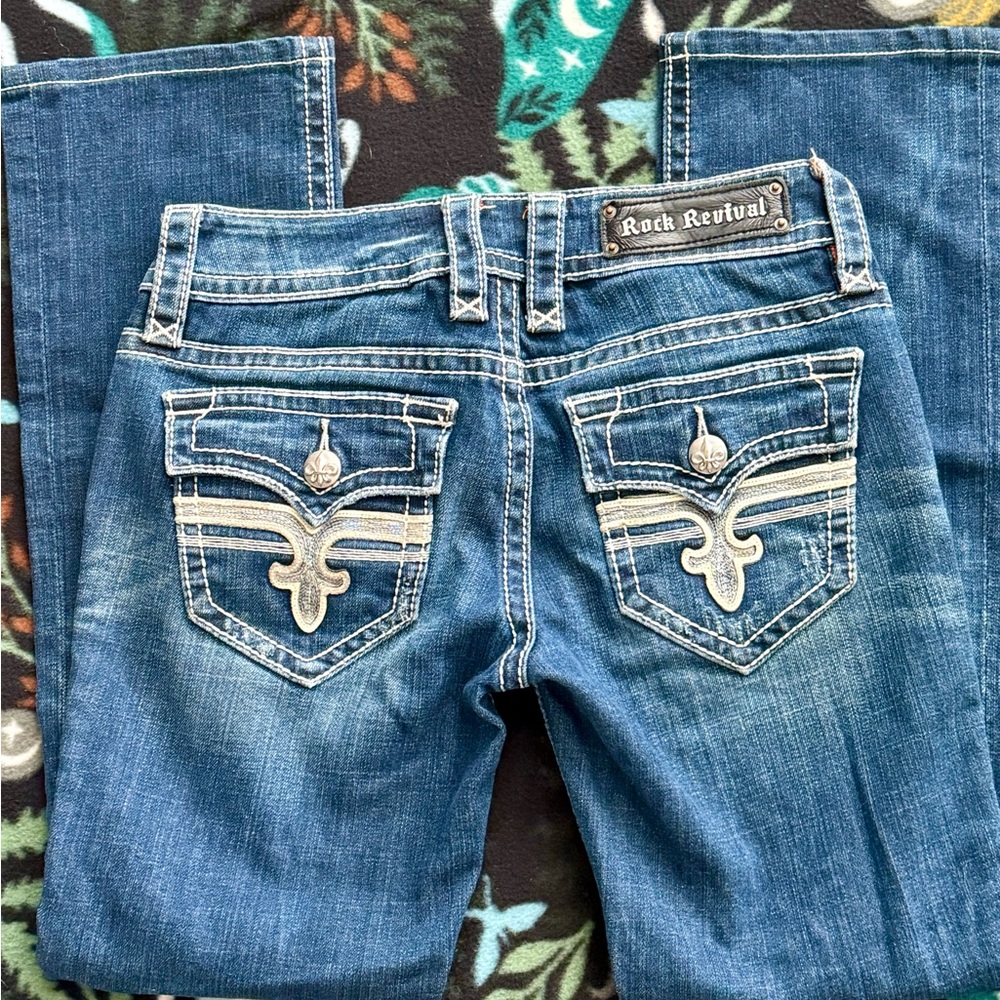 Rock Revival Tori Straight Jeans Size 27 Distressed Stretch Denim